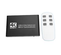 Plyisty Tarjeta de Captura HDMI 4K 60 Hz, Tarjeta de Captura de Vídeo USB 3.0, Entrada/Salida HDMI Dual, con Entrada de Audio/micrófono/línea de 3,5 Mm para Transmisión de Juegos y