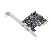 Plyisty Tarjeta de Expansión de PCI E a Tipo C, Tarjeta de Expansión PCI Interna de 5 Gbps USB 3.2 Gen1 2 Portes PCI, Adaptador de Control ASM1042, Admite X1 X4 X8 X16
