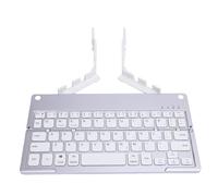 Plyisty Teclado Bluetooth Plegable, Pequeño, Silencioso, Plegable, Portátil, Ligero, Recargable, de Bolsillo, Teclado Compacto con Soporte para Portátiles, Tabletas y Teléfonos (Plata Blanco)