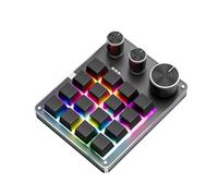 Plyisty Teclado Macro Programable, 16 Teclas Teclado de Juegos Mecánicos con Cable, 3 Personas Personalizadas, Copia Pegue la Almohadilla de Macro con Interruptor Rojo (Black)