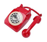 Plyisty Teléfono con Botón Pulsador Vintage, Teléfono Fijo Retro con Conector RJ11, Botón de Rellamada, de Escritorio con Cable para Casa y Oficina (Rojo)