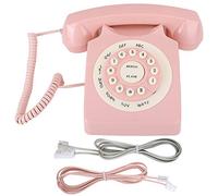 Plyisty Teléfono Fijo, Antiguo teléfono de casa Vintage con Cable de Alta definición Calidad de Llamada Retro con Cable Rosa para el hogar para la Oficina