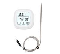 Plyisty Termómetro Digital de Cocina, Termómetro para Carne de Lectura Instantánea con Temporizador, Pantalla Táctil, 9 Alimentos Preestablecidos, 5 Niveles de Cocción, para Cocinar,