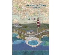 Plymouth Hoe & Lido A5 academic mid year diary planner 2025/26 - coastal nautical designs sewn onto old sea charts maps