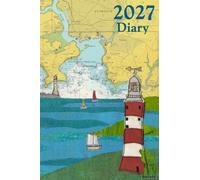 Plymouth Sound Devon A6 2027 pocket diary daily planner journal - coastal nautical designs sewn onto old sea charts maps | Week to view
