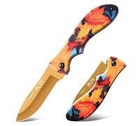 Plys-cuchillo plegable dorado, cuchillo de bolsillo para senderismo al aire libre, cuchillo de supervivencia, cuchillo plegable portátil, patrón de hoja de arce amarillo