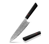Plys Damasco Cuchillo de Chef Cuchillos Damasco Japonés: Cuchillo de Chef Afilado - Cuchillo de Cocina Profesional Mango de Madera Negro