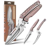 Plys Tijeras Cocina Acero Inoxidable: Profesionales Tijeras para Cortar y Separar Huesos Hogar Tijera para Cortar Carne, Huesos De Pollo, Pescado y Verduras Marrón