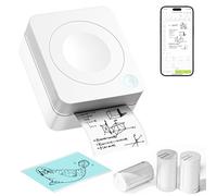 PM230 Mini impresora portátil Bluetooth con 3 rollos, para creación de bricolaje, notas de estudio, imágenes, recibos, lista, múltiples plantillas para teléfono y tableta, color blanco