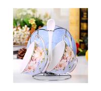 Pm2N4o6qRs Taza de café Juego de tazas café porcelana inglesa, juego té la tarde, 2 uds., platillos, cucharas, soporte acero gratis