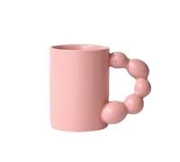 Pm2N4o6qRs Taza de café Taza de café cerámica sencilla, gran capacidad, con asa cuentas, color liso y cuerpo recto(Pink)