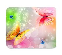 PM344 Hermosa Retro Crystal Purple Flying Butterfly y flor Fantasy Art Pattern Design Mejor regalo Unique Custom Rectangle Mouse Pad, Juego de Mouse Pad de ratón antideslizante Mouse Pad de ratón