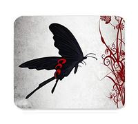 PM398 Hermosa Retro Crystal Purple Flying Butterfly y Flower Fantasy Art Pattern Design Mejor Regalo Unique Custom Rectángulo Mouse Pad, Juego de Mouse Pad de ratón Antideslizante Mouse Pad de ratón