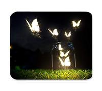 PM463 Hermosa Vintage Crystal Blue Flying Butterfly y Flor Fantasy Art Pattern Design Mejor Regalo Unique Custom Rectángulo Mouse Pad, Gaming Alfombra de ratón Antideslizante Mouse Pad de ratón