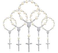 Pmandgk 30 Piezas Cuentas de Rosario de Bautismo, Rosarios de Bautismo de Dedo, Perlas de ImitacióN para Favores de Bautismo, Favores de Bautizo, Favores de ComunióN