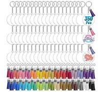 Pmandgk 350 piezas de acrílico transparente para vinilo con espacios en , borlas, anillos de salto, anillos para manualidades