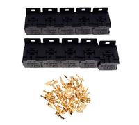 Pmandgk Coche 30A-80A Soporte de Relé Titular de la Caja de Terminales Soporte de Base de Relé Enchufe de 5 Terminales de 50 Piezas de 6.3 Mm para AutomóVil