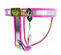 PMBNCF Cinturón de castidad SM for mujer, cinturón de castidad de acero inoxidable for mujer con tapón vaginal extraíble, conjunto de bondage, bragas de castidad, juguetes sexuales for mujeres(Pink,12