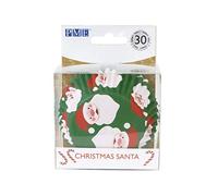 PME BC801 Navidad Cápsulas para Cupcakes Forradas de Aluminio-Papá Noel (Set de 30), Papel, Blanco