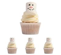 PME Cake Pack de Malvaviscos Muñeco de Nieve de Navidad | 12 Topper Festivos para Cupcakes, Tartas y Dulces de Invierno | (102g / 3.6oz) (Paquete de 4)