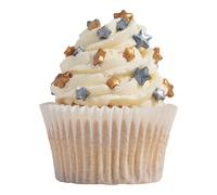 PME Cake Sprinkles Navideños Charms | Estrellas Doradas y Plateadas (25g / 0.9oz) | Decoraciones Comestibles Festivas para Tartas, Cupcakes y Repostería de Invierno