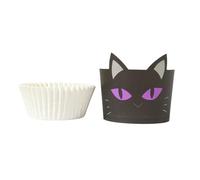 PME Halloween Moldes Rígidos y Cápsulas blancas para Cupcakes- Gato Negro (Set de 12)