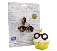 PME HPW502 Potter Set de 2 cortadores de Fondant y Galletas, Gafas y Cicatriz de Harry, Pequeños, Metal, Oro