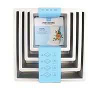 PME Moldes Cuadrados de 15, 20, 25, 30 cm x 10 cm de Altura, Juego de 4