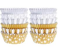 PME Navidad Cápsulas para Cupcakes forradas de Aluminio - Metálicas en Oro y Plata (Set de 100) (Paquete de 2)