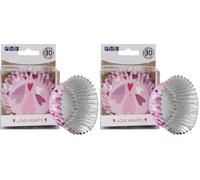 PME San Valentín Cápsulas para cupcakes Forradas de Aluminio, (Set de 30), Corazones rosas de amor (Paquete de 2)