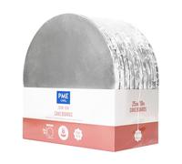 PME Set de 10 Cake Boards redondos para Tartas con bordes envueltos, Plata (10" / 25cm)