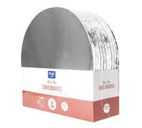 PME Set de 10 Cake Boards redondos para Tartas con bordes envueltos, Plata (14" / 35cm)