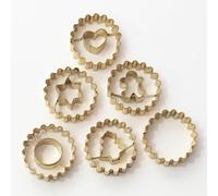 PME Set de Cortadores de Galletas Navideñas | 6 Cortadores Linzer | Estrella, Corazón, Muñeco de Jengibre, Árbol, Círculo y Base Lisa | Herramientas Festivas para Hornear