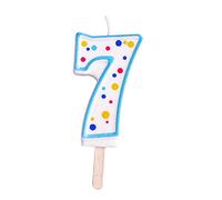 PME Vela con Borde Azul y Topos Multicolor de Número 7