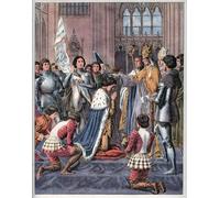 PMEFGJDPE Cuadro Pared Lienzo Pintura Decorativa Giovanna d'Arco partecipa alla cerimonia di incoronazione di Carlo VII a Reims di Frederic Theodore Lix para Decoraciones del Hogar 60x90cm