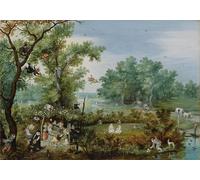 PMEFGJDPE Famoso Cuadro Pared Lienzo Pintura Decorativa Allegra compagnia sotto un pergolato di Adriaen Pietersz Van De Venne para Decoraciones del Hogar 60x90cm