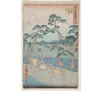 PMEFGJDPE Famoso Cuadro Pared Lienzo Pintura Decorativa Antichi resti al tumulo di Shiratori di Utagawa Hiroshige para Decoraciones del Hogar 60x90cm