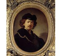 PMEFGJDPE Famoso Cuadro Pared Lienzo Pintura Decorativa Autoritratto a La Toque Et a La Chaine D'or Dipinto di Rembrandt Van Rijn para Decoraciones del Hogar 60x90cm