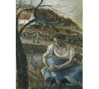 PMEFGJDPE Famoso Cuadro Pared Lienzo Pintura Decorativa Contadino seduto di Camille Jacob Pissarro para Decoraciones del Hogar 60x90cm