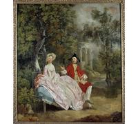 PMEFGJDPE Famoso Cuadro Pared Lienzo Pintura Decorativa Conversazione in un parco Gainsborough e sua moglie Margaret Dipinto di Gainsborough para Decoraciones del Hogar 60x90cm