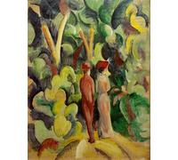 PMEFGJDPE Famoso Cuadro Pared Lienzo Pintura Decorativa Coppia sulla strada forestale di August Macke para Decoraciones del Hogar 60x90cm