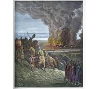 PMEFGJDPE Famoso Cuadro Pared Lienzo Pintura Decorativa Giosuè brucia la città di Ai la conquista della città di Ai di Gustave Dore para Decoraciones del Hogar 60x90cm