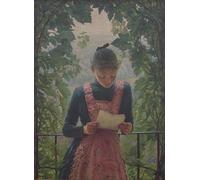 PMEFGJDPE Famoso Cuadro Pared Lienzo Pintura Decorativa la Prima Lettera di Angelo Morbelli para Decoraciones del Hogar 60x90cm