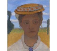 PMEFGJDPE Famoso Cuadro Pared Lienzo Pintura Decorativa La sorella Herma dll'artistas con una ghirlanda di margherite sul cappello di Paula Modersohn Becker para Decoraciones del Hogar 60x90cm