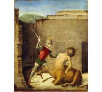 PMEFGJDPE Famoso Cuadro Pared Lienzo Pintura Decorativa Thesee Terrassant Le Minotaure Teseo che uccide il Minotauro di Battista Cima Da Conegliano para Decoraciones del Hogar 60x90cm