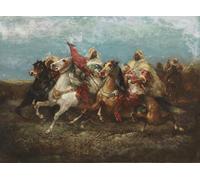 PMEFGJDPE Famoso Cuadro Pared Lienzo Pintura Decorativa Tre arabi con entourage cavalcano a sinistra di Adolf Schreyer para Decoraciones del Hogar 60x90cm