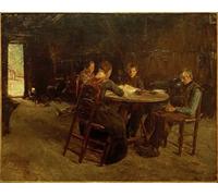 PMEFGJDPE Famoso Impresiones de Lienzo Impresion Arte Pared Agricoltori della Frisia orientale al tavolo della preghiera di Max Liebermann para la Decoración del Hogar de la Oficina 60x90cm