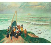 PMEFGJDPE Famoso Impresiones de Lienzo Impresion Arte Pared Aspettando il ritorno dei pescatori in Bretagna di Henry Moret para la Decoración del Hogar de la Oficina 60x90cm