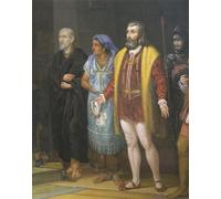 PMEFGJDPE Famoso Impresiones de Lienzo Impresion Arte Pared Hernan Cortes La Malinche e Bartolome De Las Casas di Juan Ortega para la Decoración del Hogar de la Oficina 60x90cm