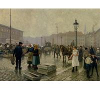 PMEFGJDPE Famoso Impresiones de Lienzo Impresion Arte Pared il mercato del pesce a Gammelstrand Copenhagen di Paul Gustave para la Decoración del Hogar de la Oficina 60x90cm